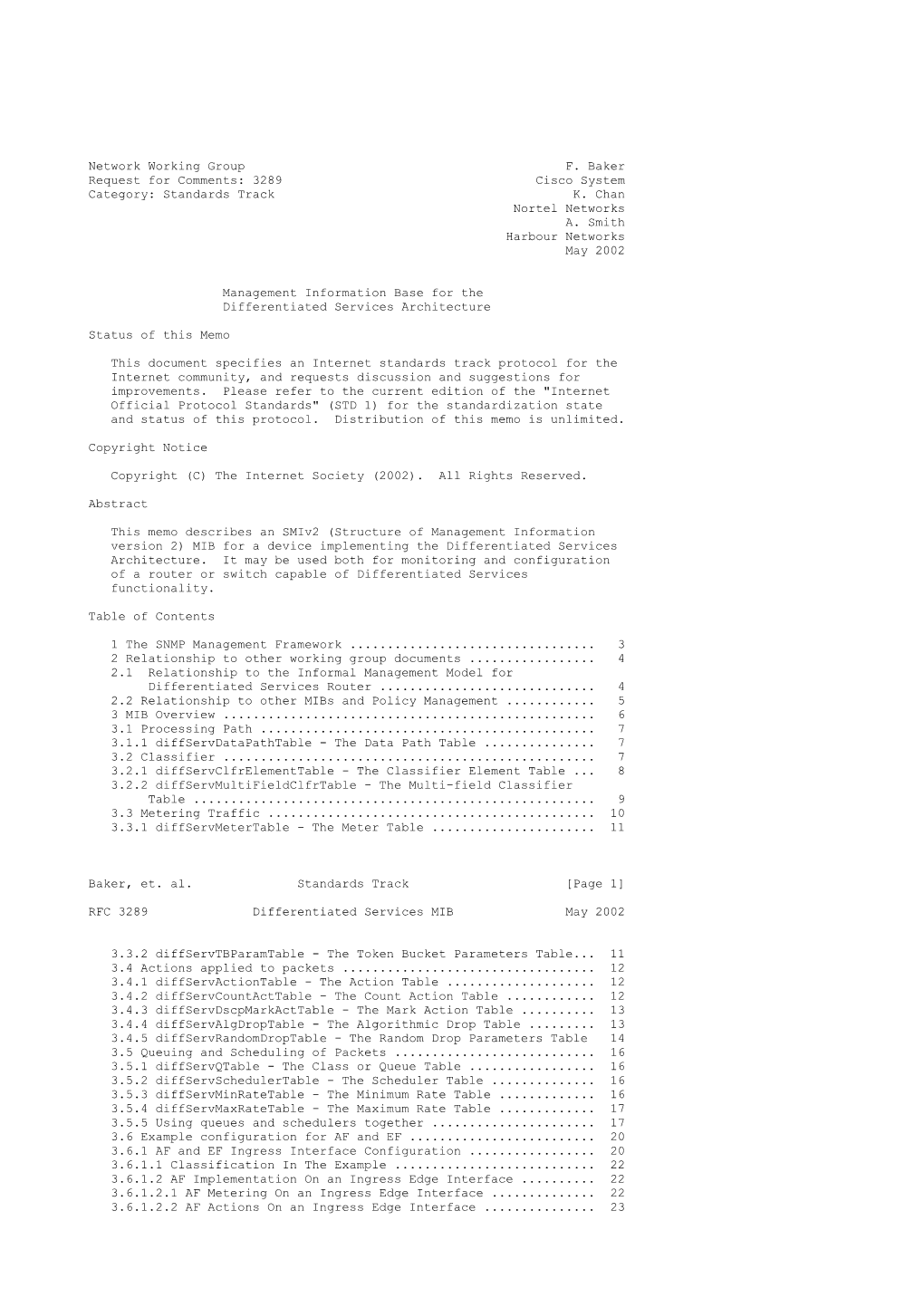 Network Working Group F. Baker Request for Comments: 3289 Cisco System Category: Standards Track K