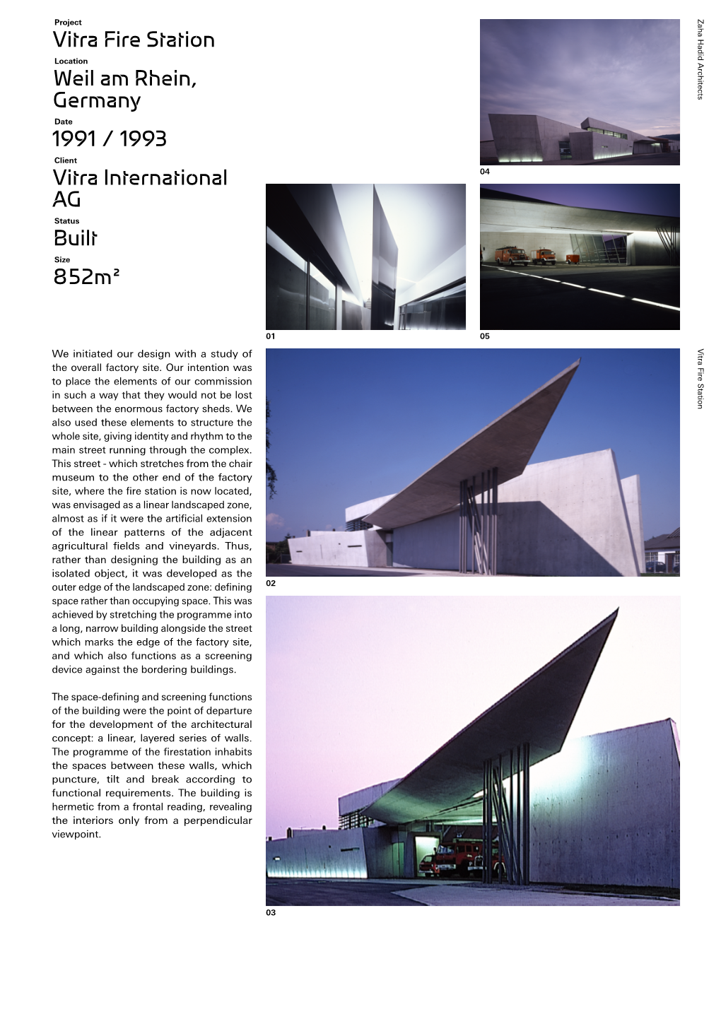 Vitra Fire Station Weil Am Rhein, Germany 1991 / 1993 Vitra