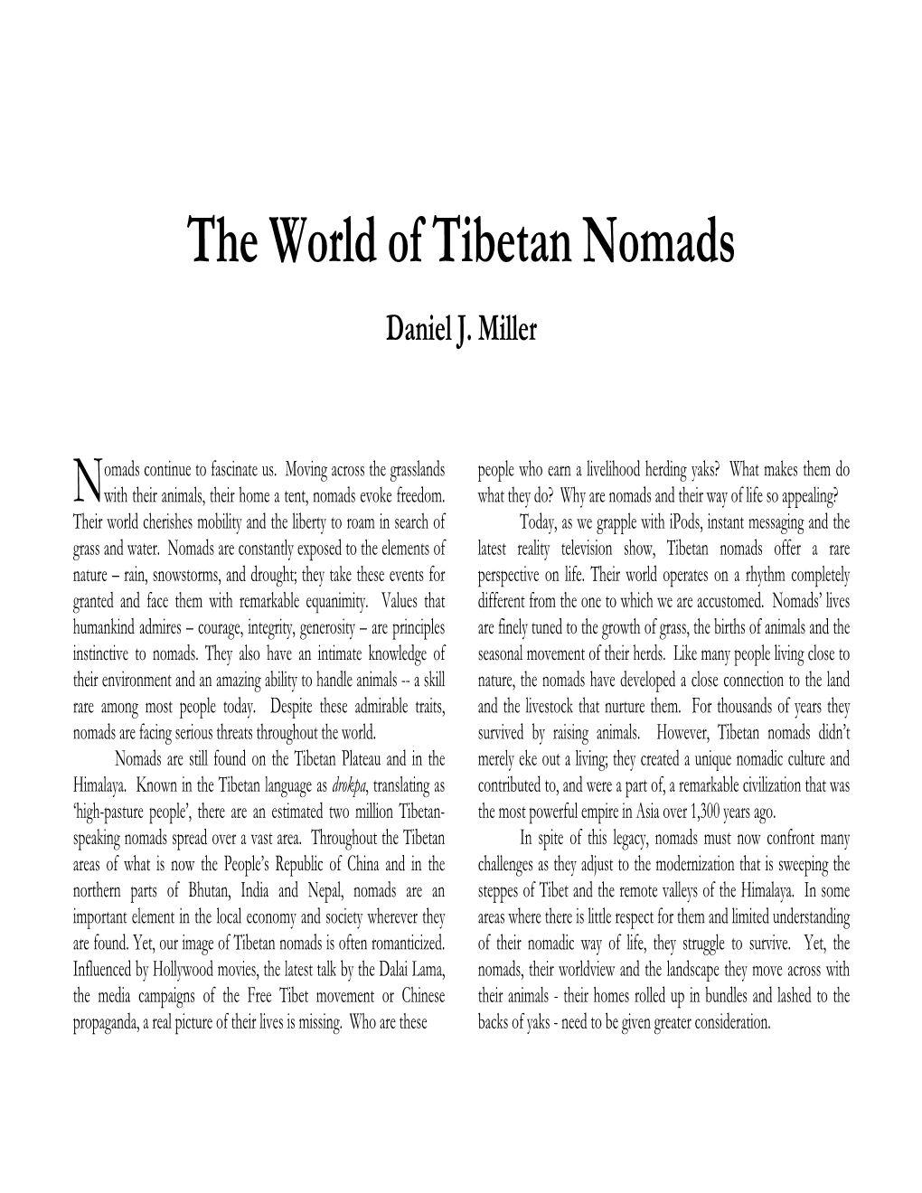 The World of Tibetan Nomads