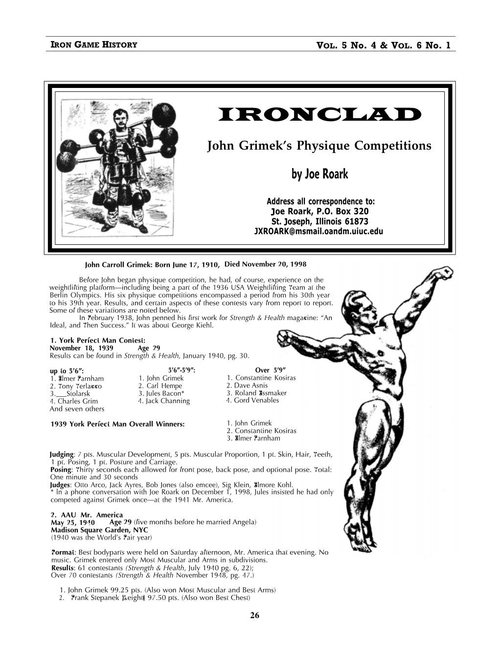 Ironclad John Grimeks Physique Competitions