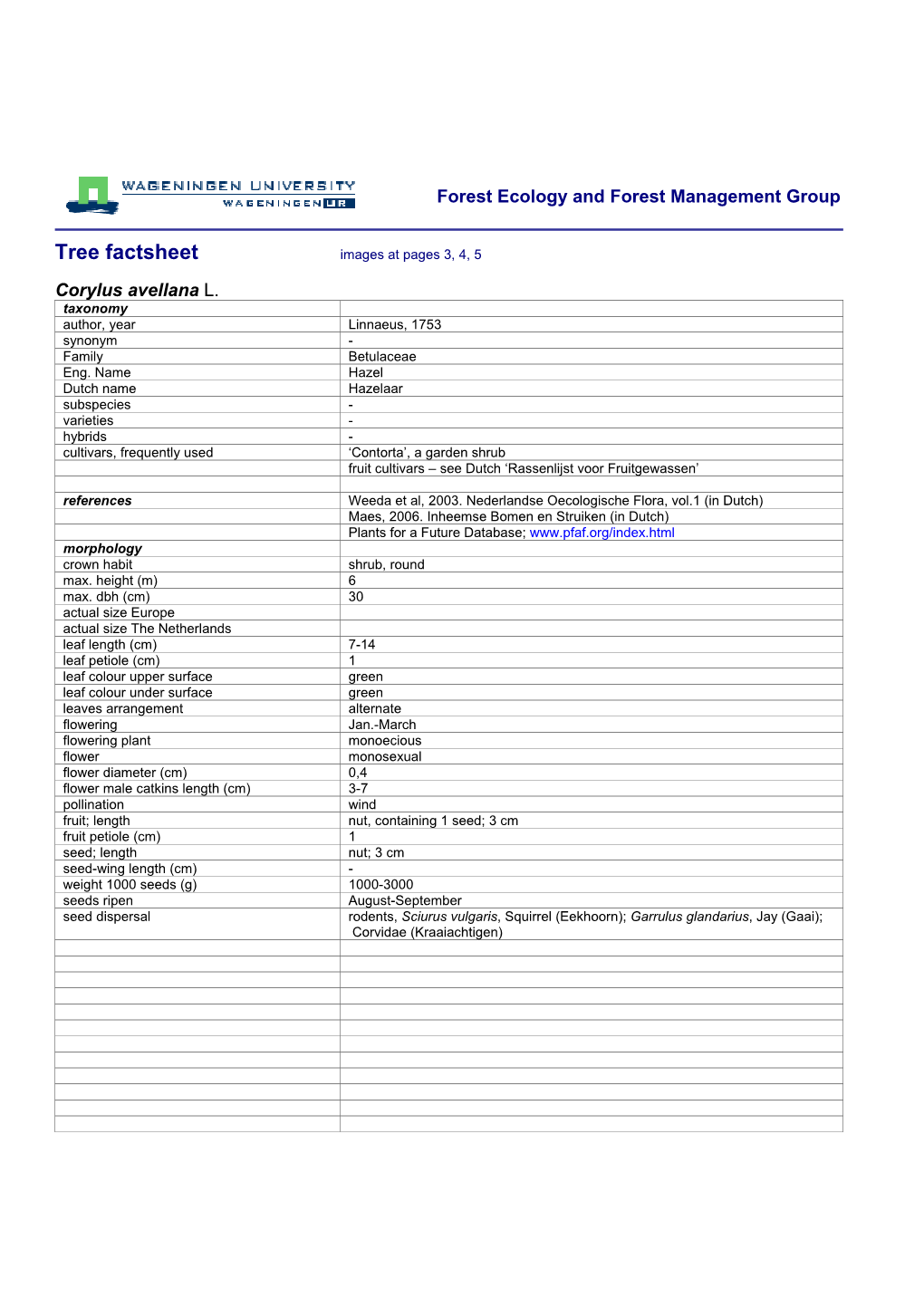 Tree Factsheet Images at Pages 3, 4, 5