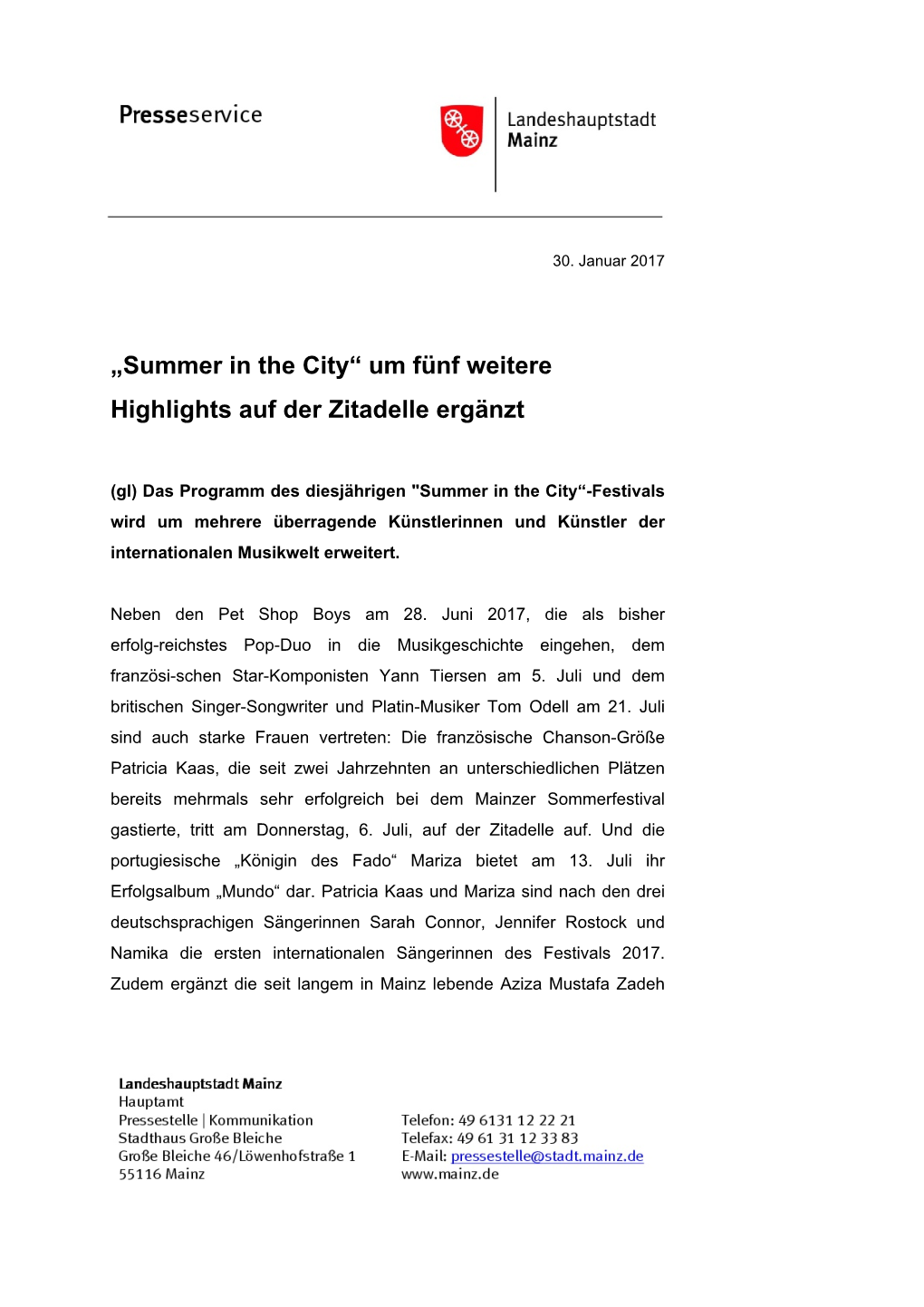 „Summer in the City“ Um Fünf Weitere Highlights Auf Der Zitadelle Ergänzt