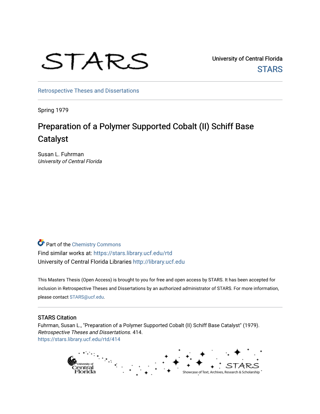 Preparation of a Polymer Supported Cobalt (II) Schiff Base Catalyst