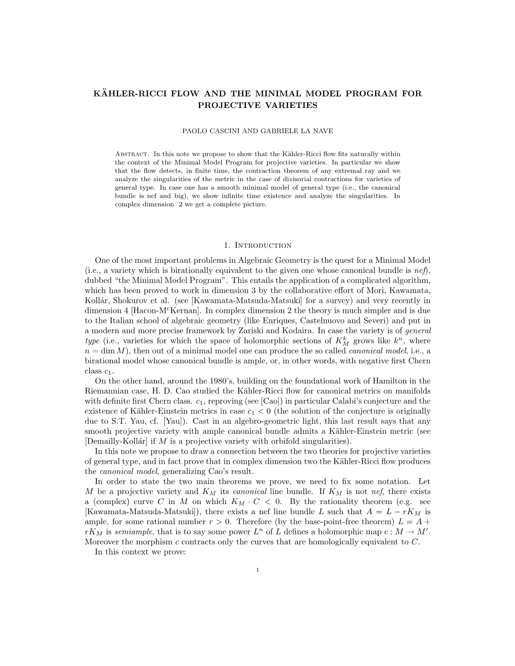 K¨Ahler-Ricci Flow and the Minimal Model Program For