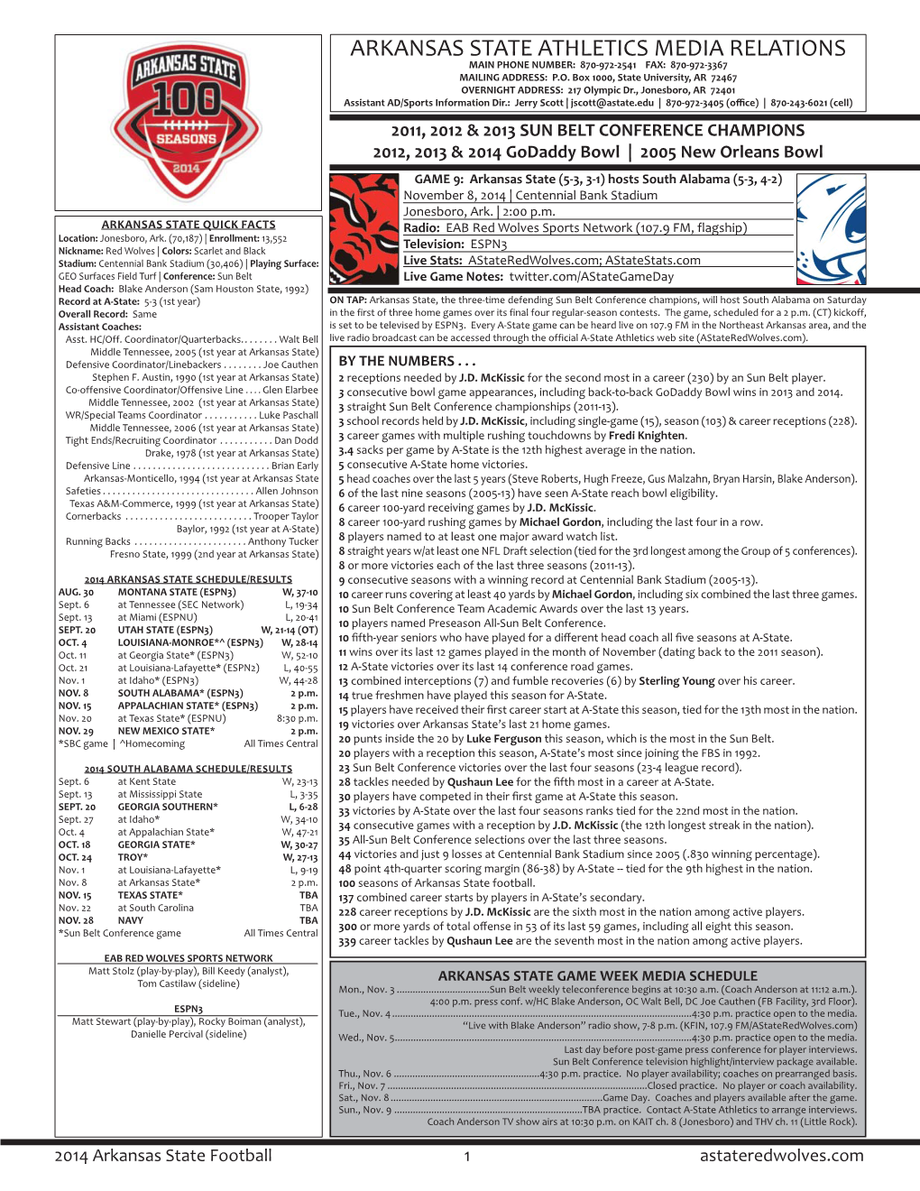 2014 A-STATE FB GAME NOTES Layout 1