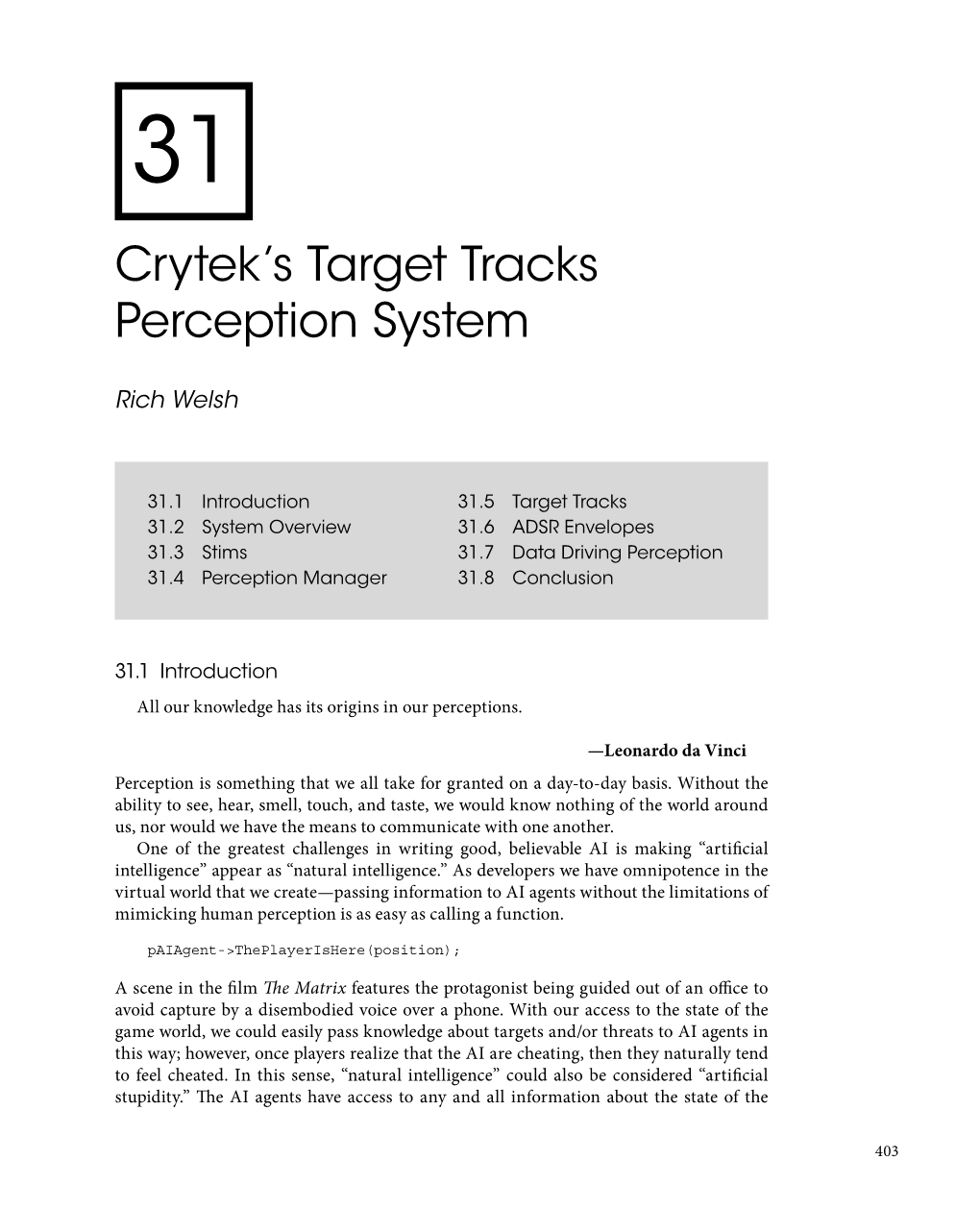 Crytek's Target Tracks Perception System