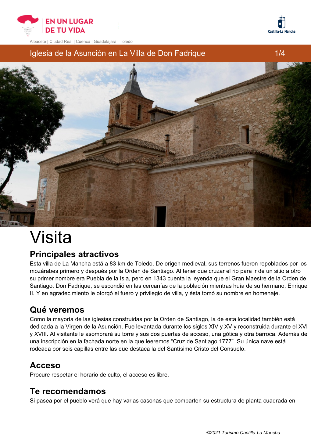 Descargar Guía De Viaje Iglesia De La Asunción En La Villa De Don Fadrique