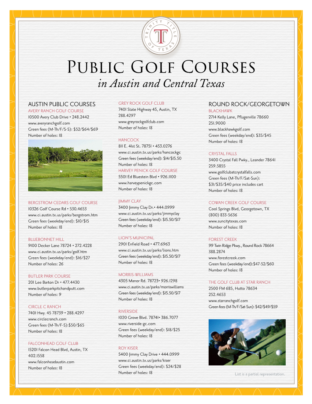 Public Golf Courses in Austin and Central Texas