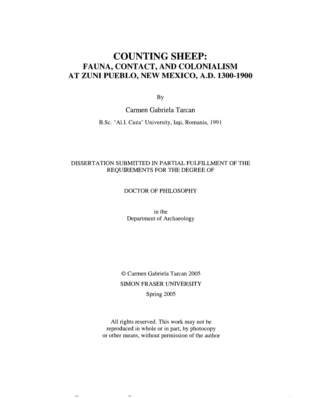 Counting Sheep: Fauna, Contact, and Colonialism at Zuni Pueblo, New Mexico, A.D