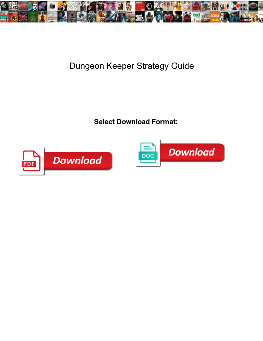 Dungeon Keeper Strategy Guide