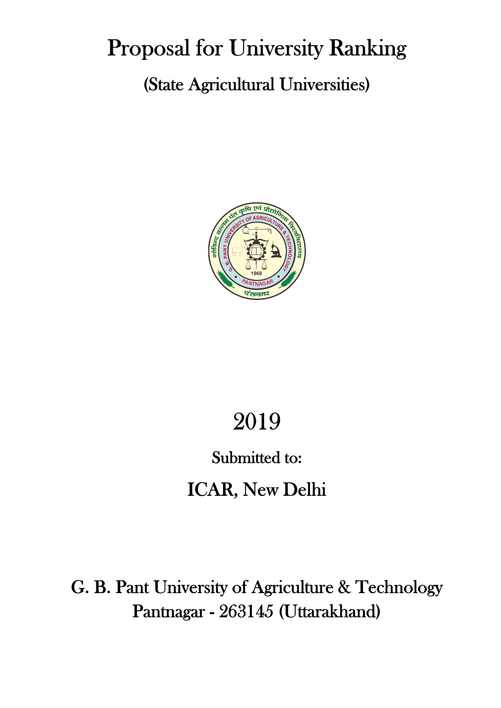 Proposal for University Ranking (State Agricultural Universities)