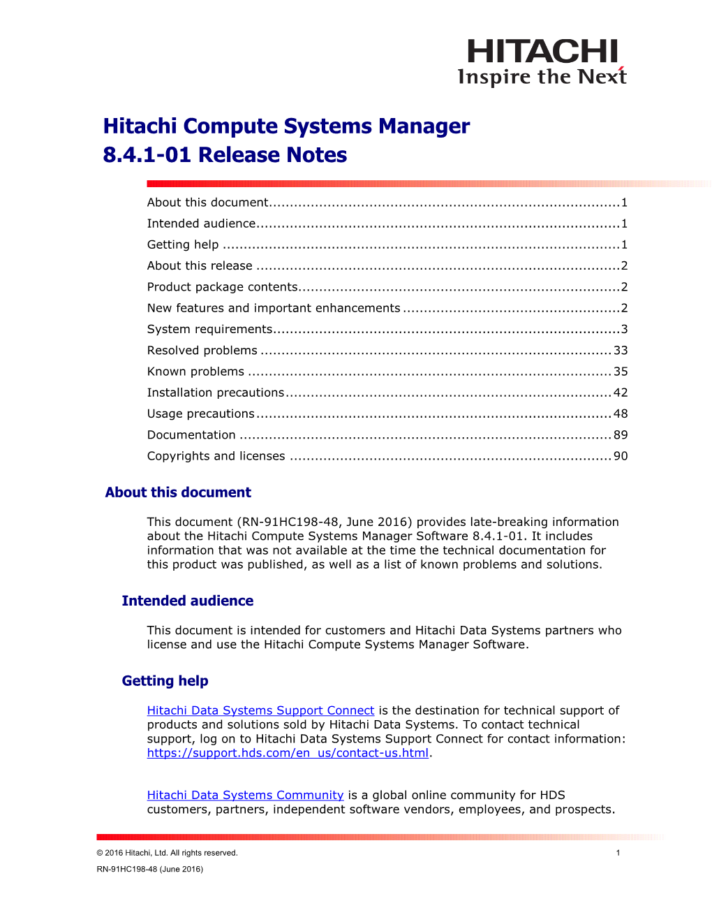 Hitachi Compute Systems Manager 8.4.1-01 Release Notes