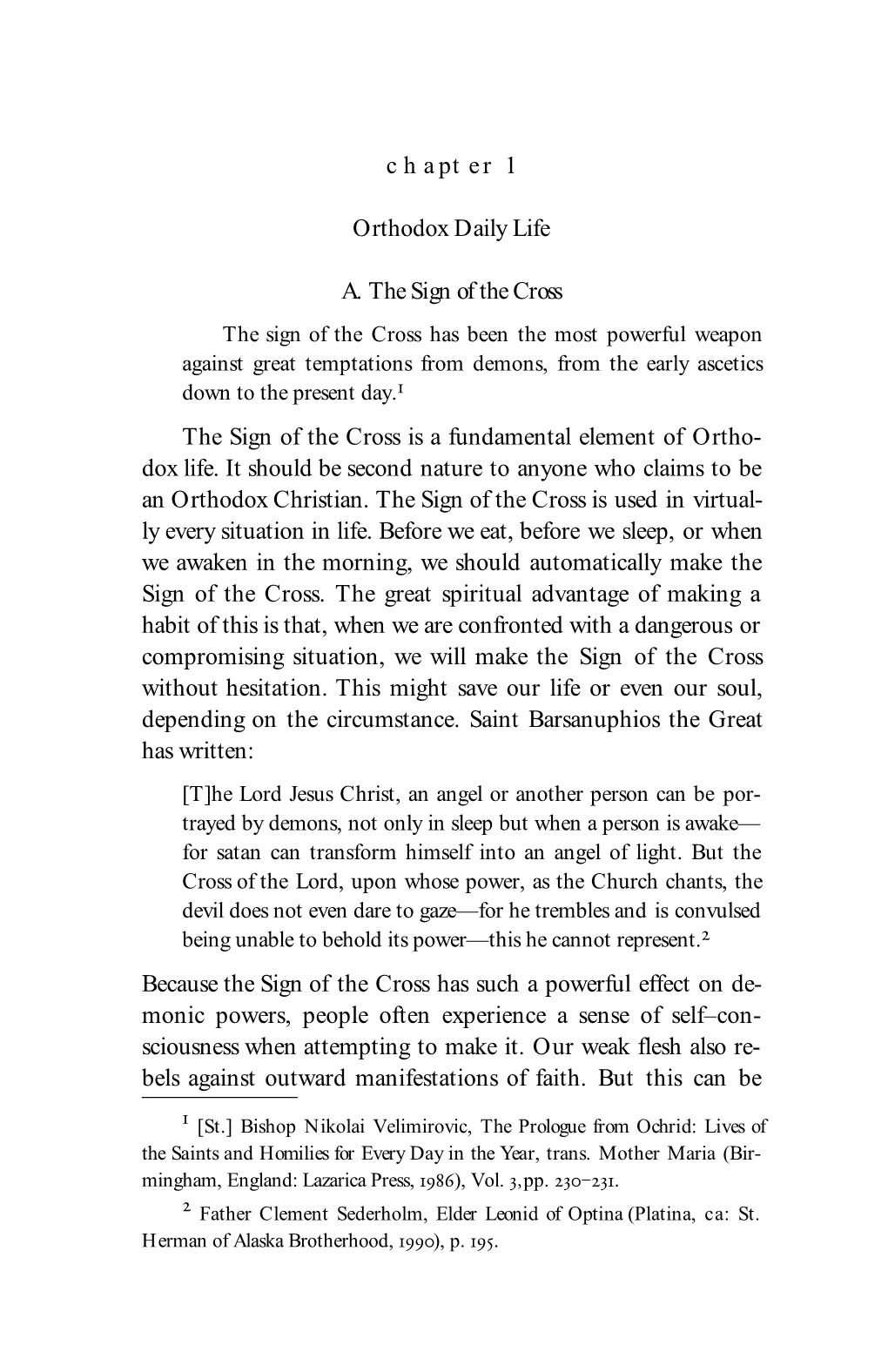 Chapter 1 Orthodox Daily Life A. the Sign of the Cross