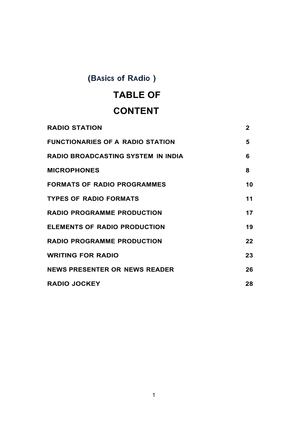 Table of Content