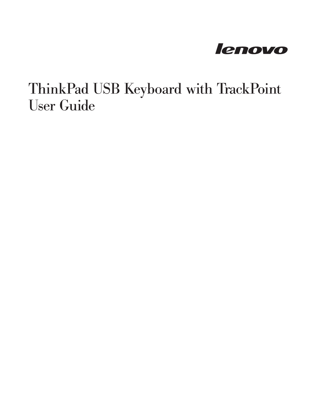 Thinkpad USB Keyboard with Trackpoint User Guide