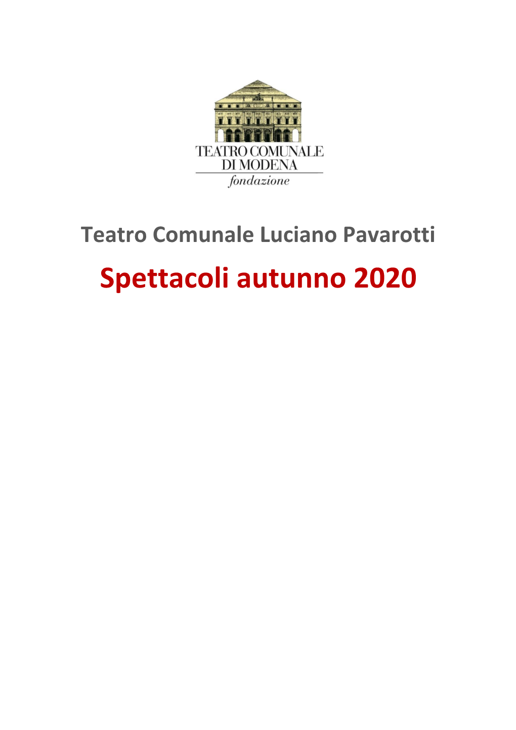 Spettacoli Autunno 2020