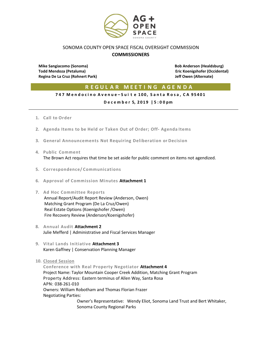 Fiscal Oversight Commission December 5, 2019 Meeting