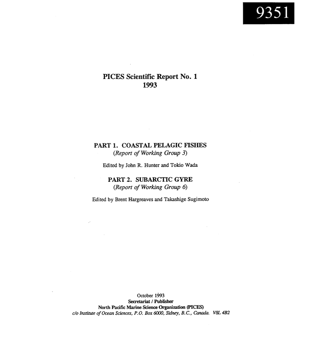 PICES Scientific Report No. 1 1993