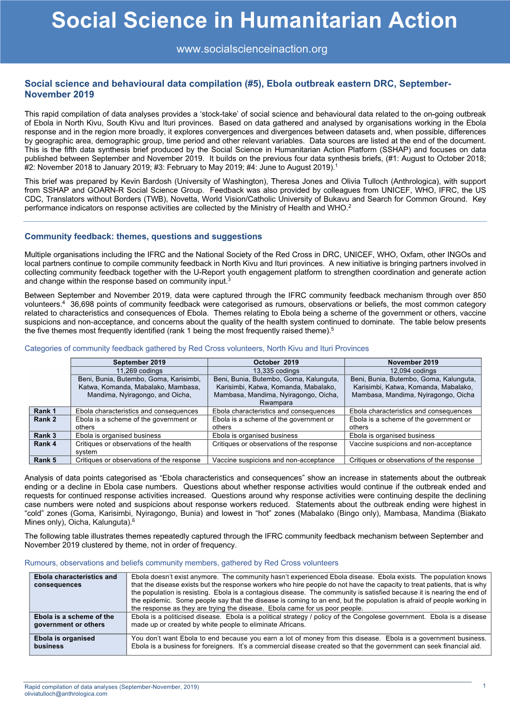 Social Science in Humanitarian Action