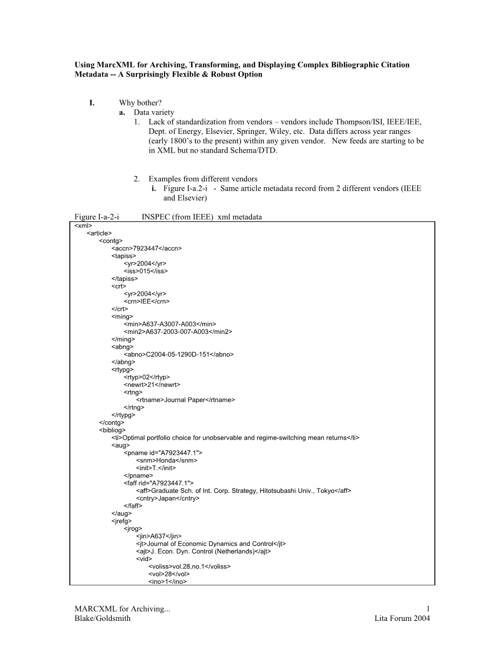 Figure I-A-2-I INSPEC (From IEEE) Xml Metadata