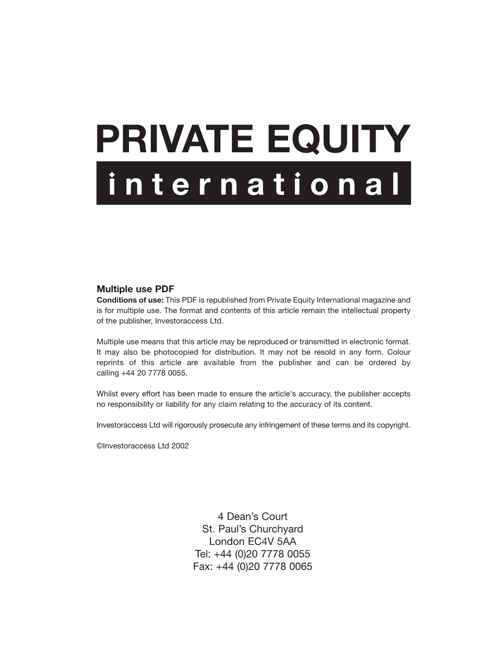 PRIVATE EQUITY International