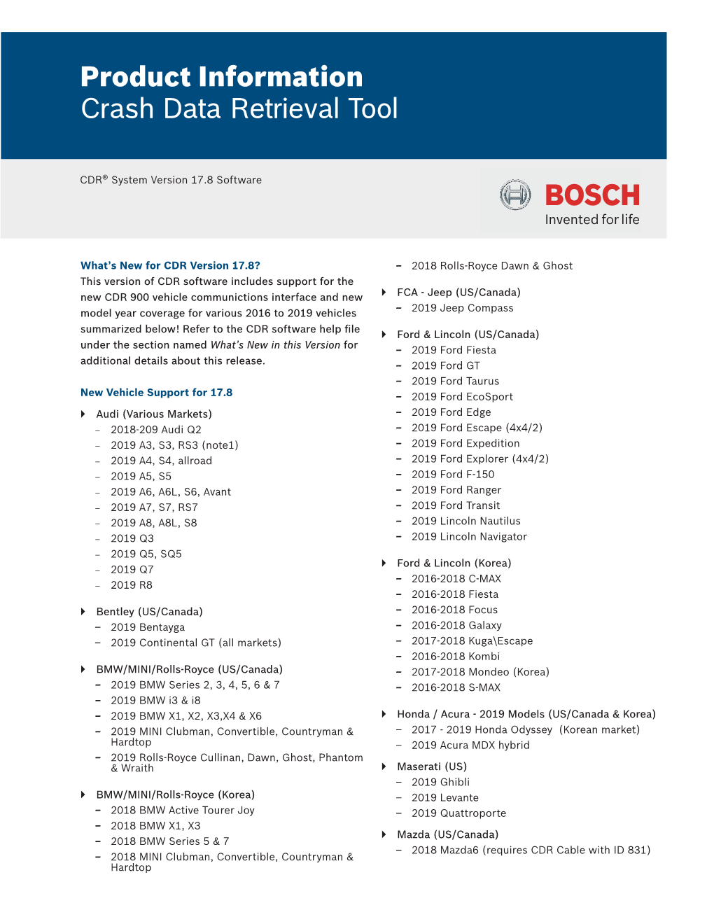 Product Information Crash Data Retrieval Tool