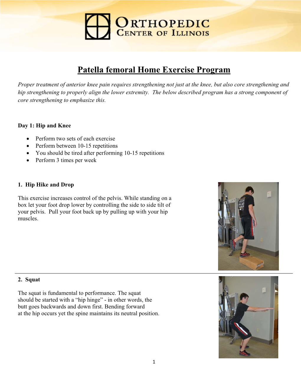 Patella Femoral Home Exercise Program
