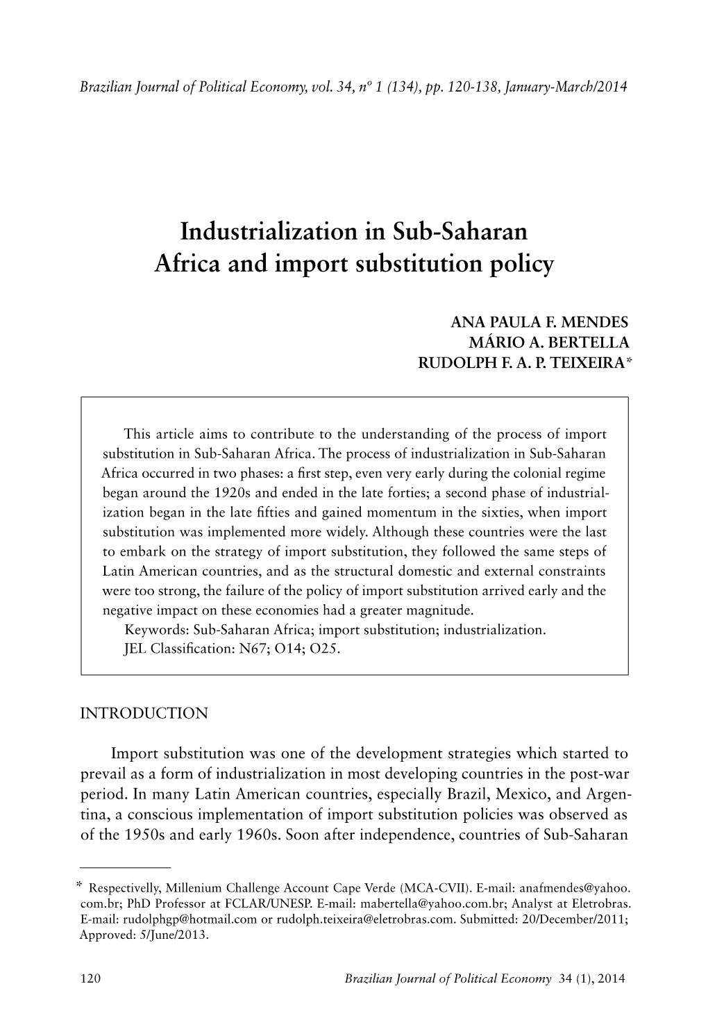 Industrialization in Sub-Saharan Africa and Import Substitution Policy