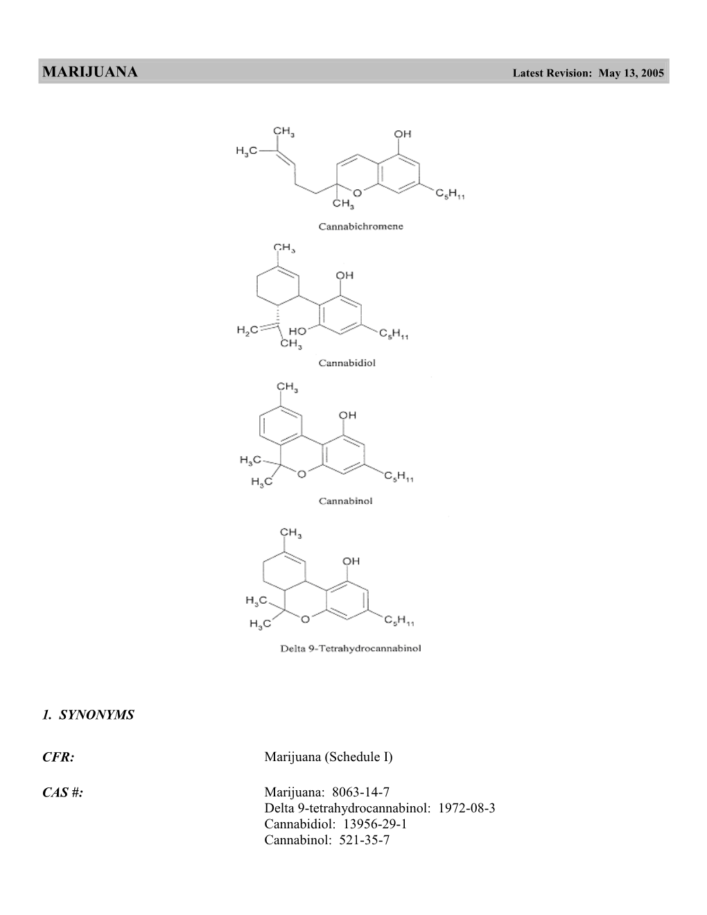 MARIJUANA Latest Revision: May 13, 2005