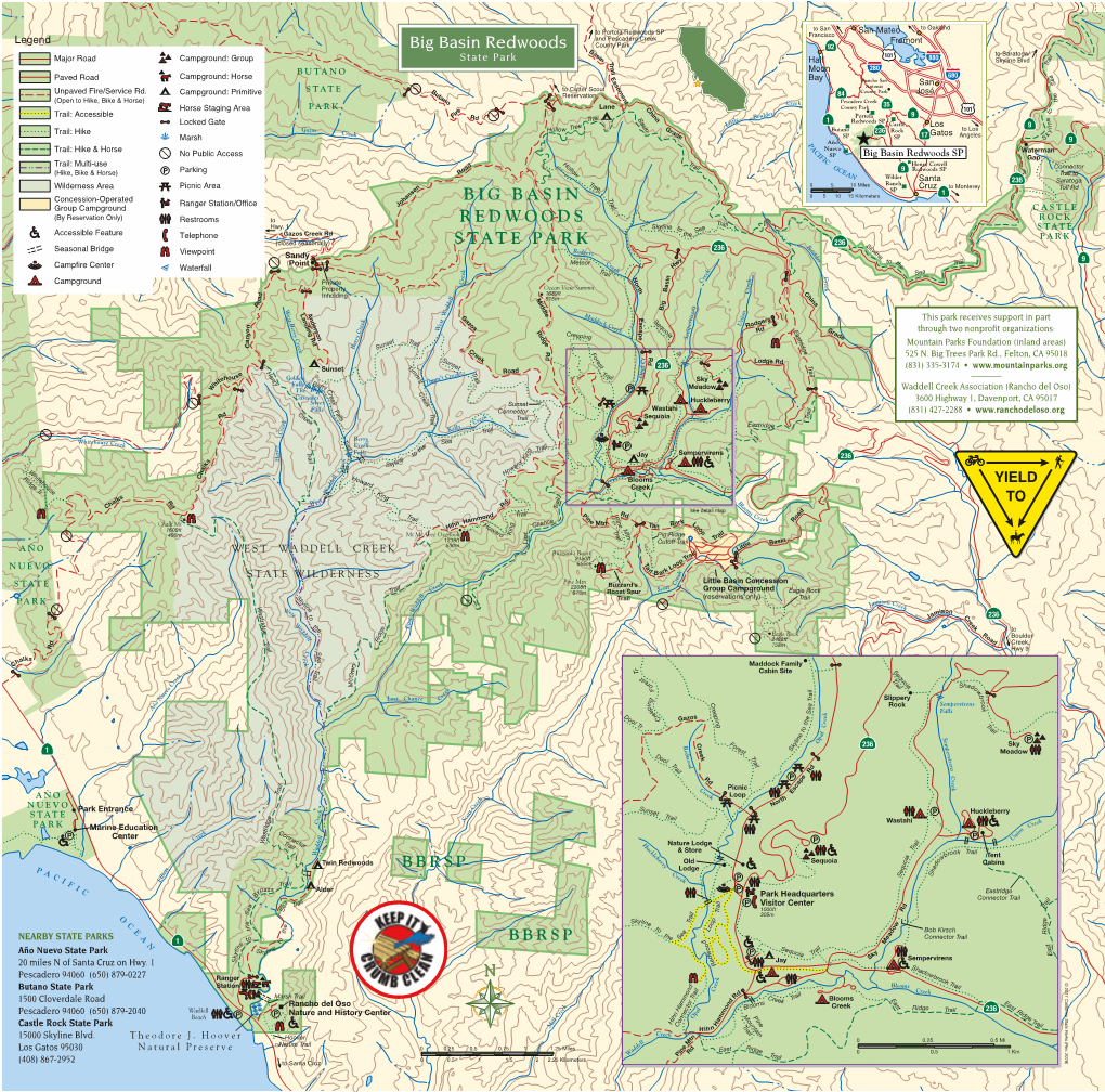 BIG BASIN Trail Ranger Station/Office Johansen Group Campground CASTLE ROCK (By Reservation Only) to 2000 Restrooms REDWOODS Trail Hwy