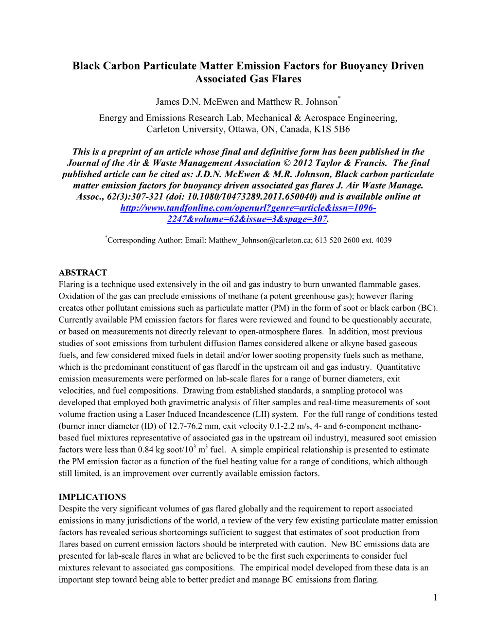 Black Carbon Particulate Matter Emission Factors for Buoyancy Driven Associated Gas Flares