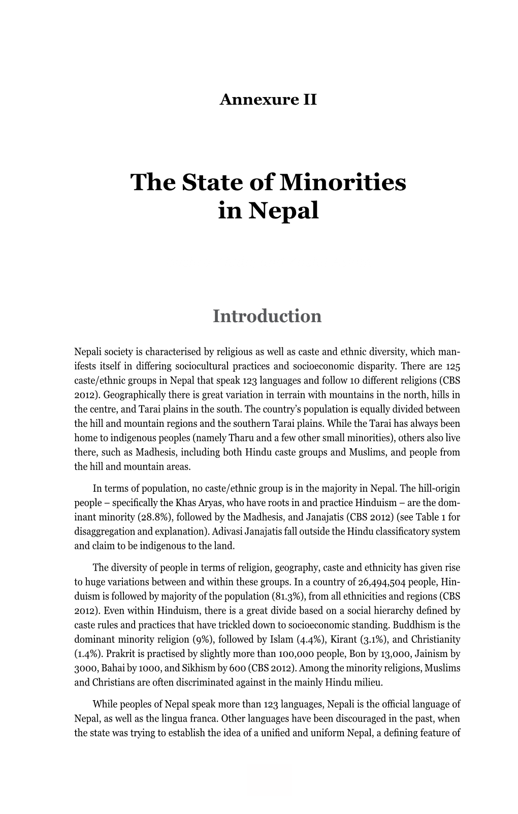 The State of Minorities in Nepal