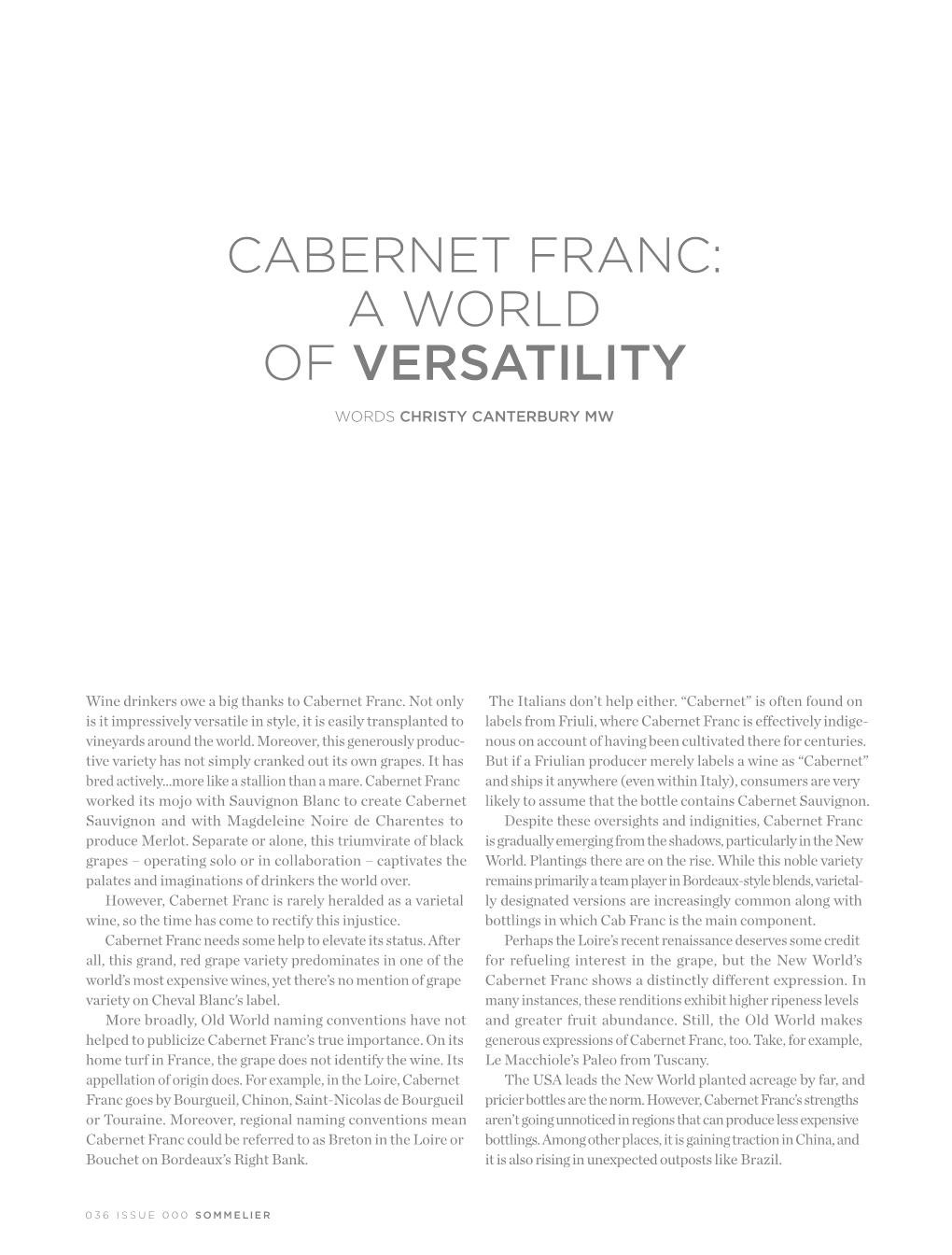 Cabernet Franc: a World of Versatility