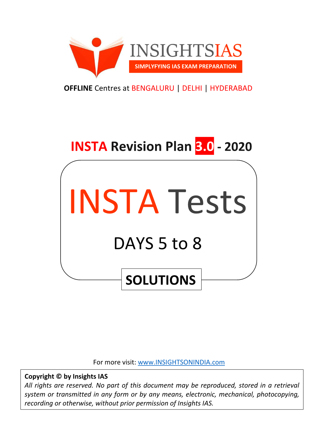 Insta Revision Tests 3.0 Test 5 to 8 Solutions