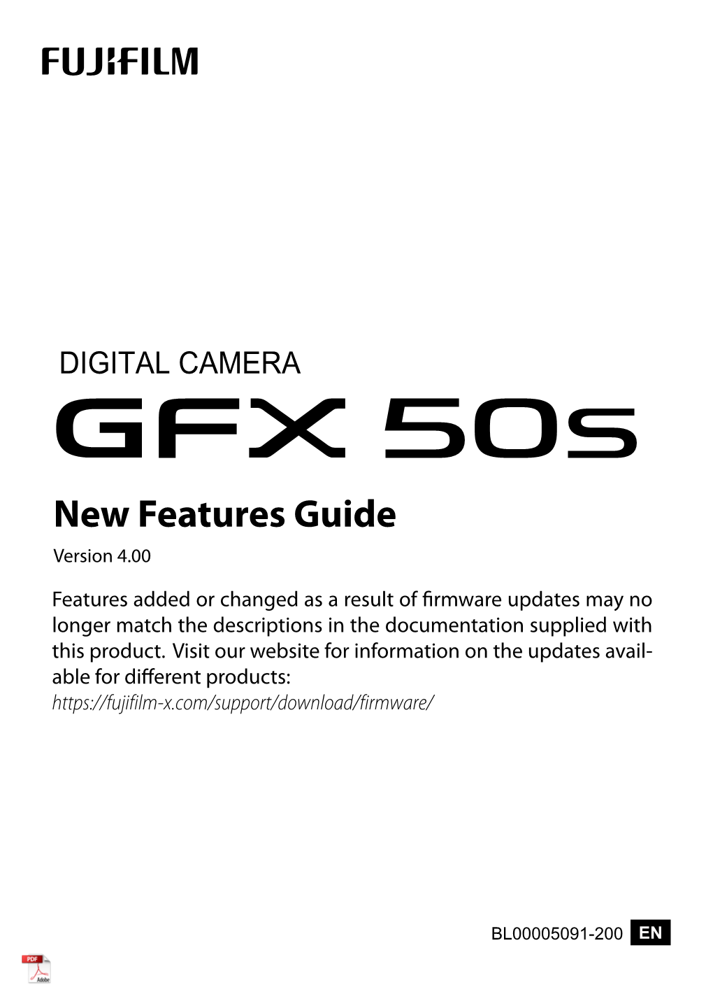 FUJIFILM GFX 50S Digital Camera User Guide