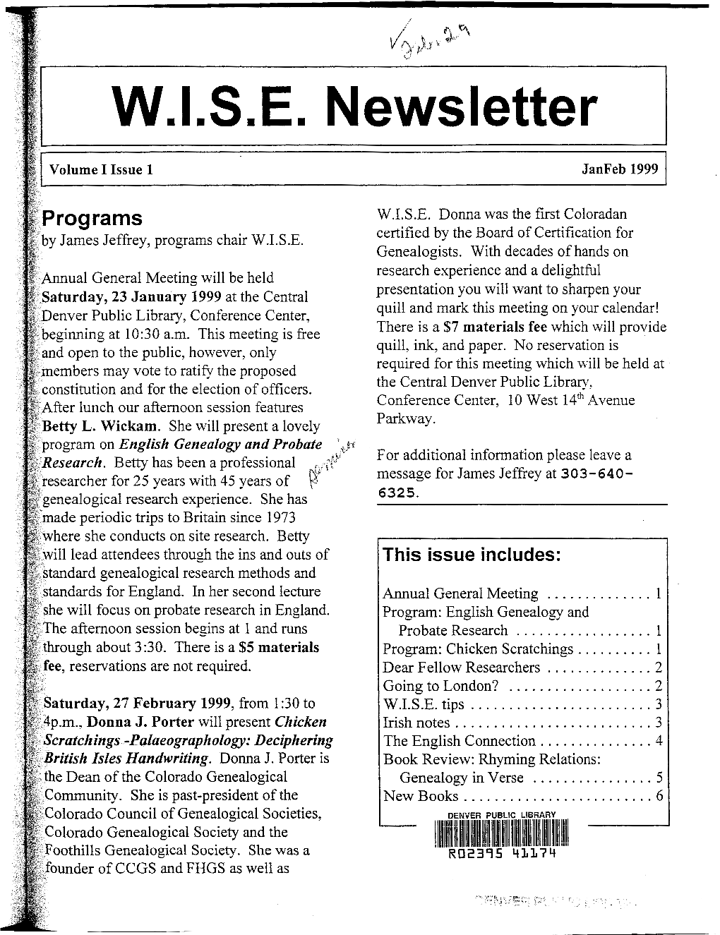 W.I.S.E. Newsletter