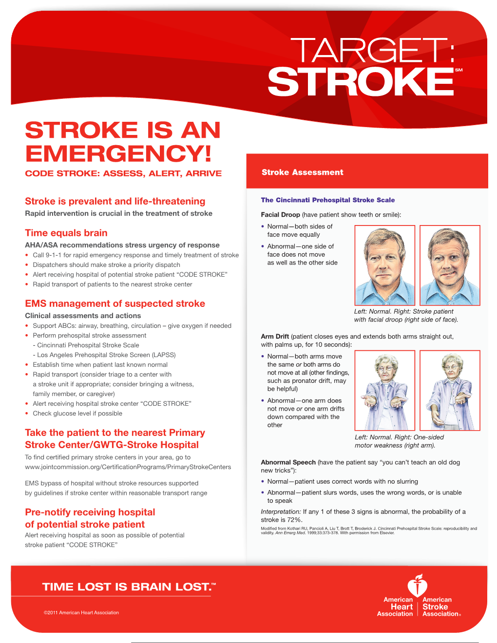 STROKE IS an EMERGENCY! Codesuspected STROKE: Stroke ASSESS,Algorithm: ALERT, ARRIVE Stroke Assessment Goals for Management of Stroke
