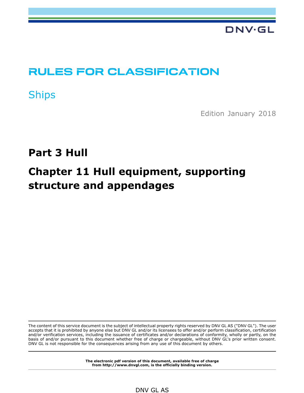 DNVGL-RU-SHIP Pt.3 Ch.11 Hull Equipment, Supporting Structure