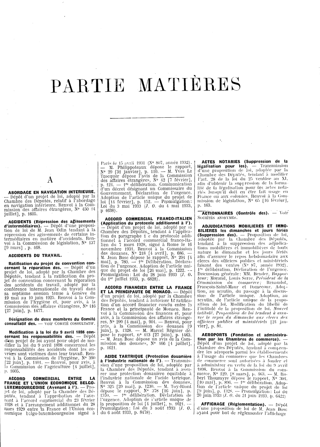 Partie Matières