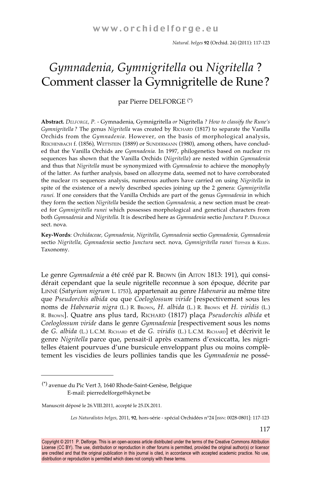 Gymnadenia, Gymnigritella Ou Nigritella ? Comment Classer La Gymnigritelle De Rune?