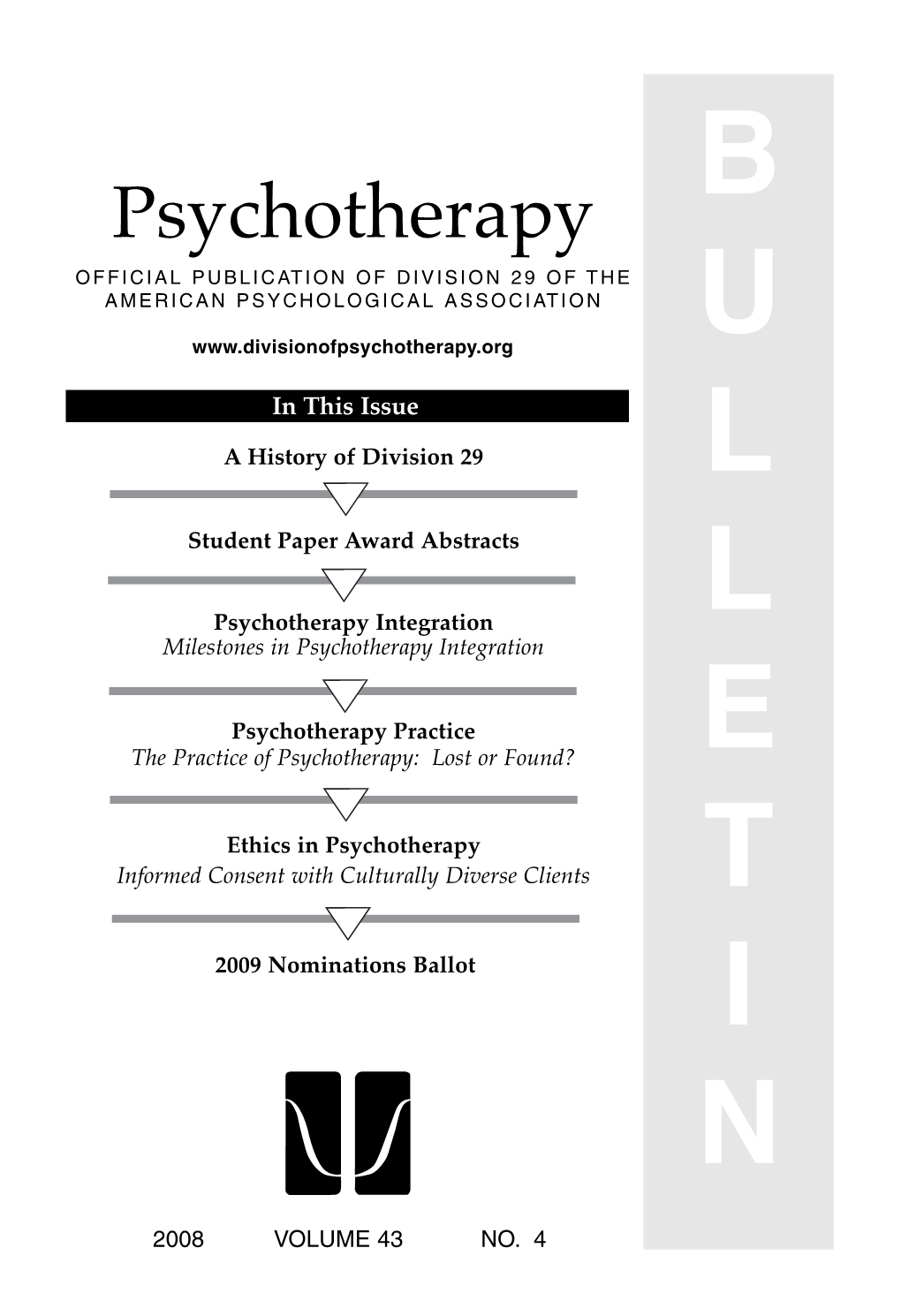 2008 Psychotherapy Bulletin, Volume 43, Number 4