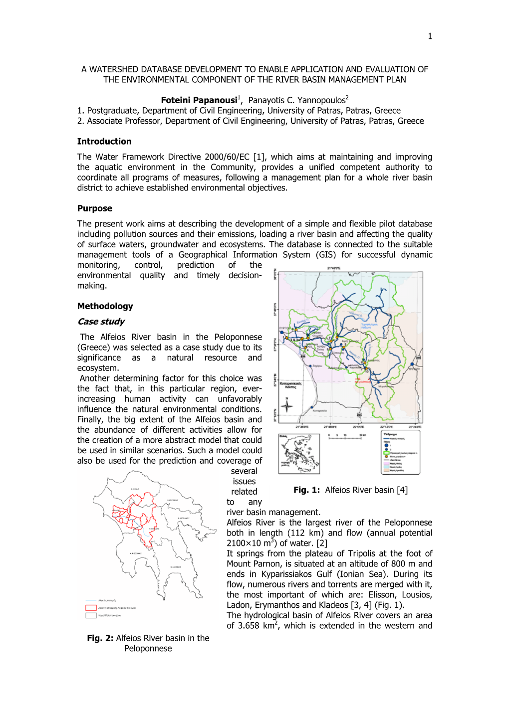 1 a Watershed Database Development to Enable Application and Evaluation of the Environmental Component of the River Basin Manage