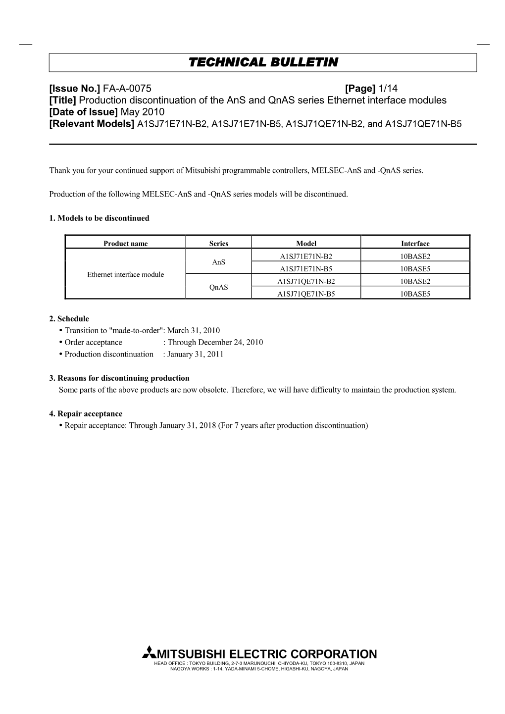 Technical Bulletin