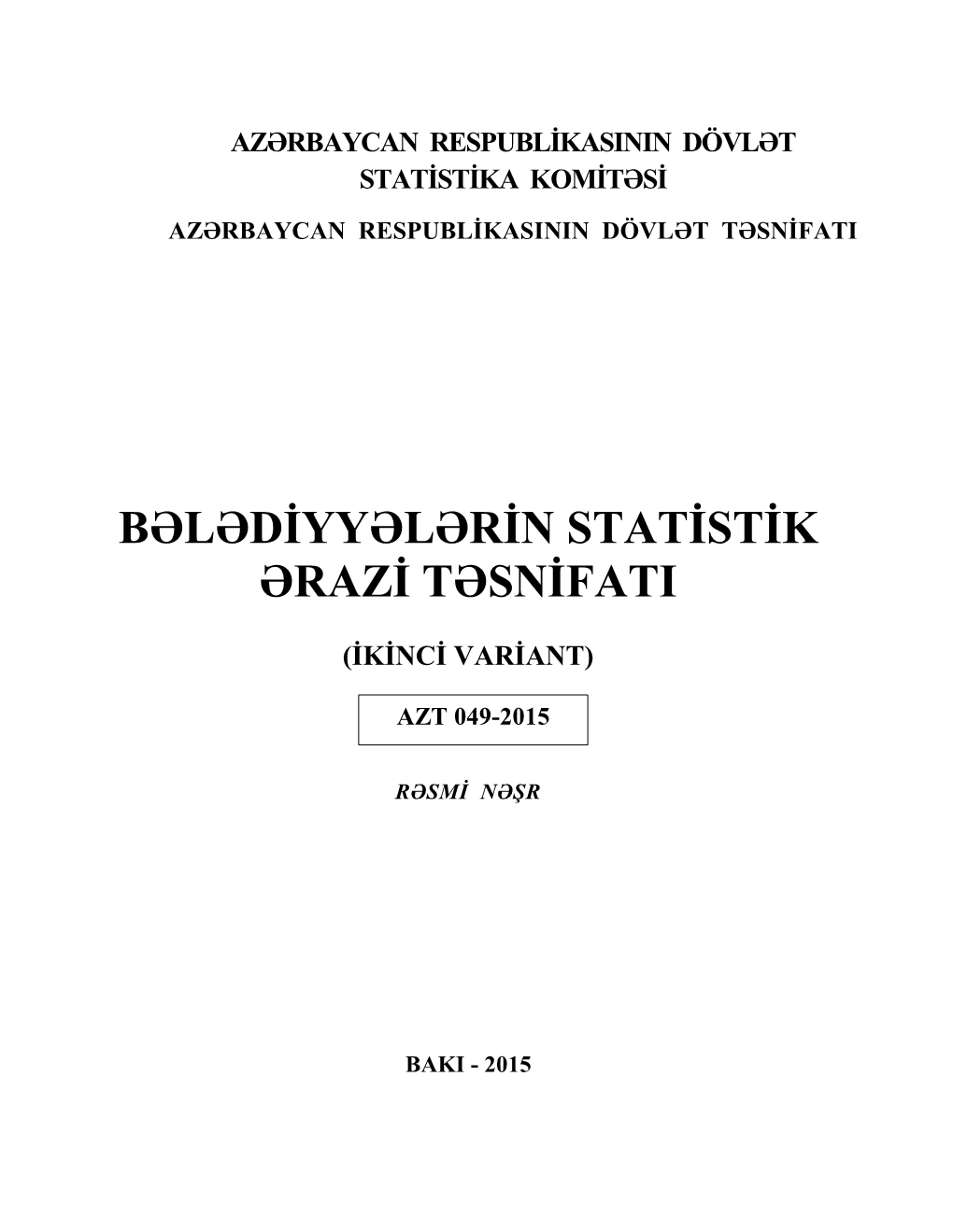 Bələdiyyələrin Statistik Ərazi Təsnifati