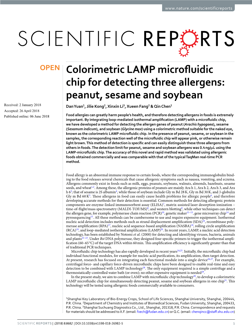 Colorimetric LAMP Microfluidic Chip for Detecting Three Allergens