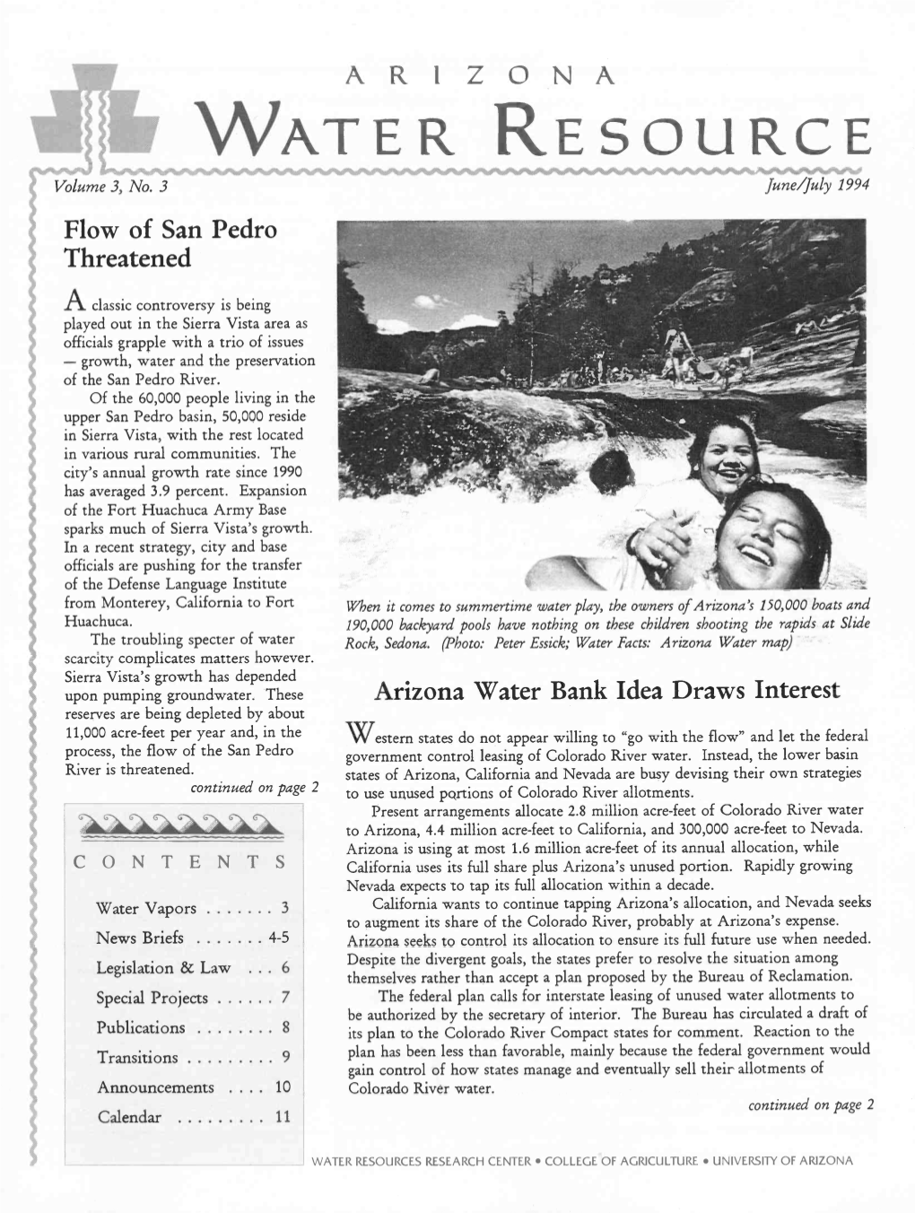 Arizona Water Resource June-July 1994