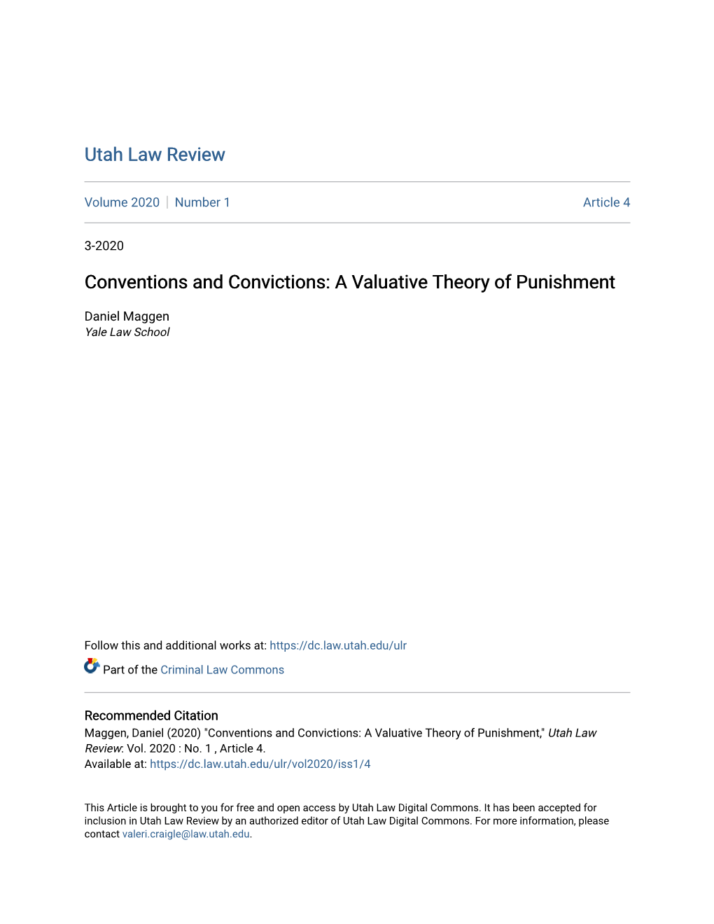 Conventions and Convictions: a Valuative Theory of Punishment