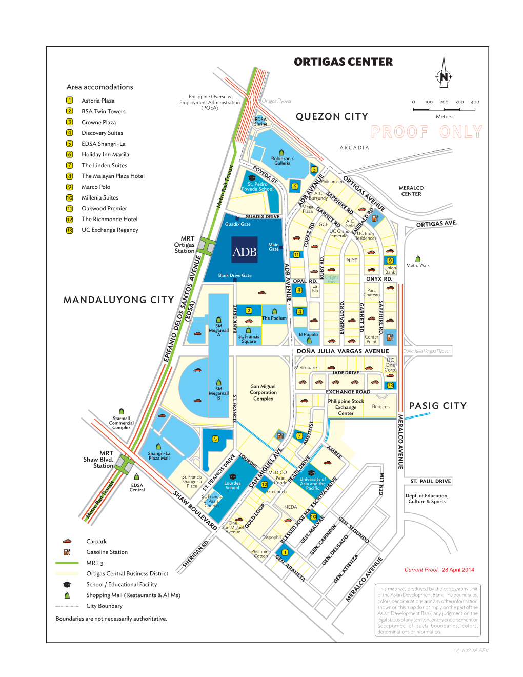 ADB Vicinity Map and Ortigas Hotels Contact Information