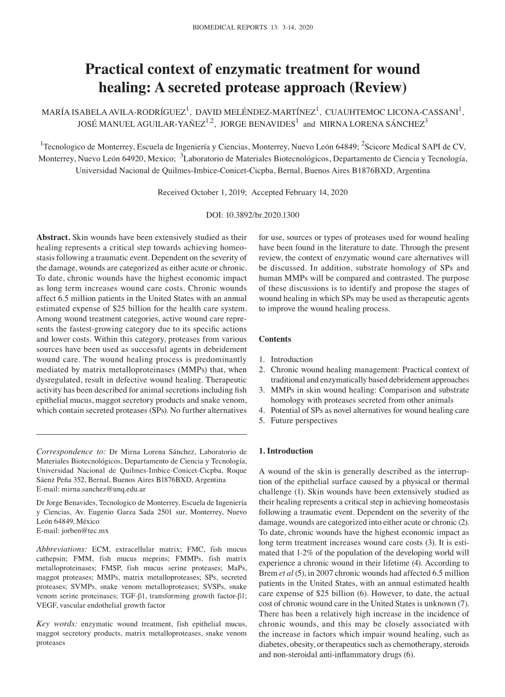 Practical Context of Enzymatic Treatment for Wound Healing: a Secreted Protease Approach (Review)