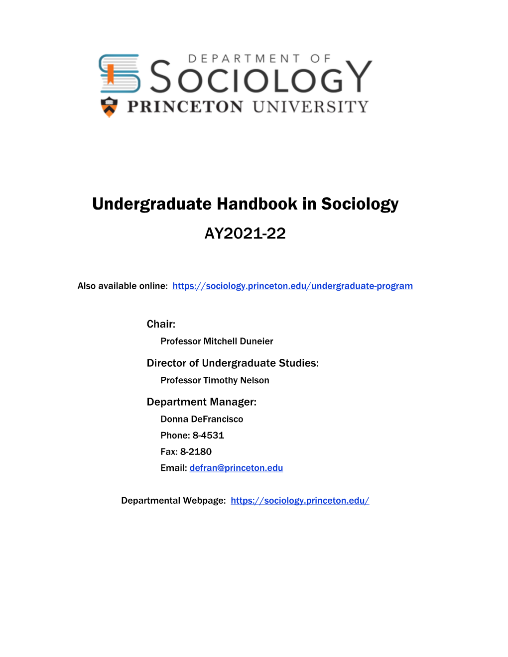 Undergraduate Handbook in Sociology AY2021-22
